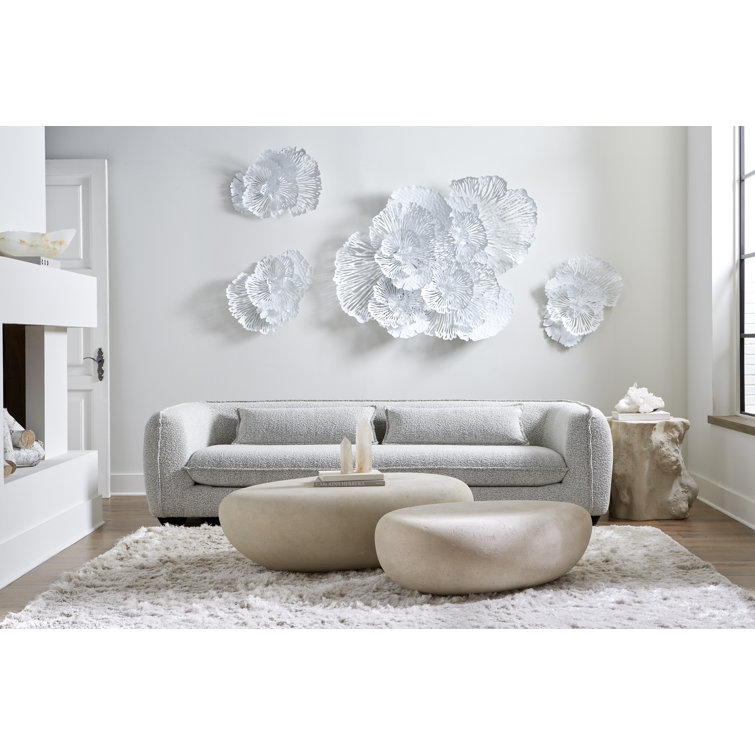 White Metal Contemporary Flower Wall Sculpture