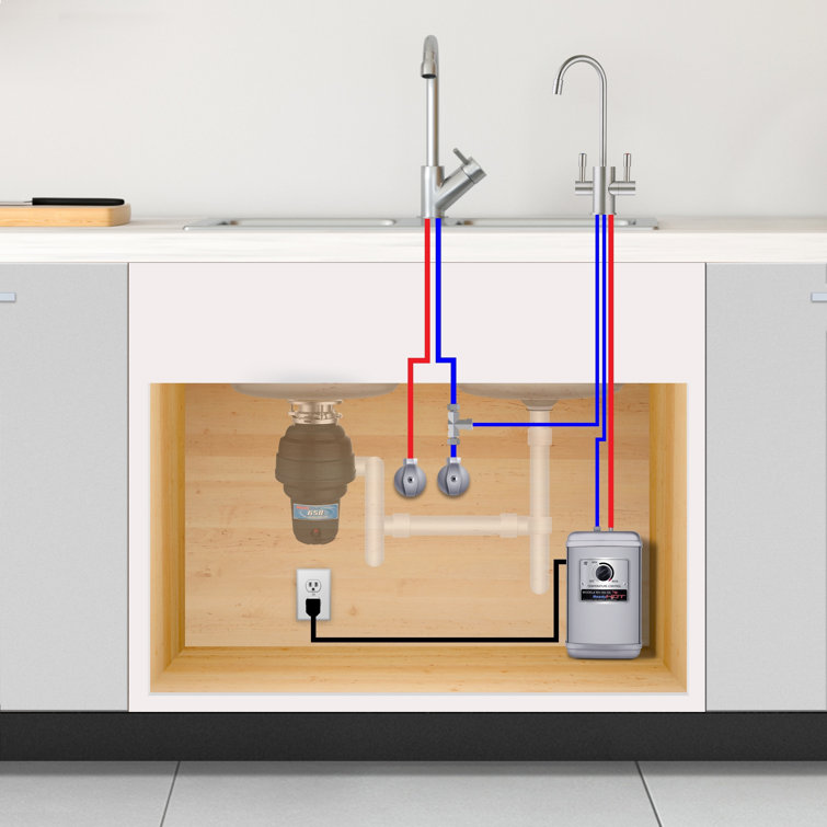 Compact Brushed Nickel Dual Lever Hot Water Dispenser