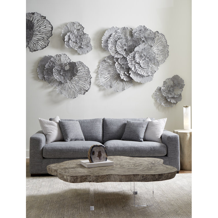 Small Gray Metal Flower Wall Sculpture