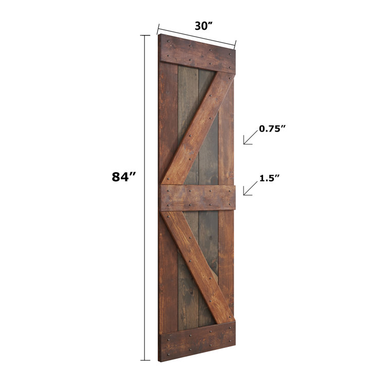 Aged Barrel Dark Walnut Pine Double Sliding Barn Door with Hardware Kit