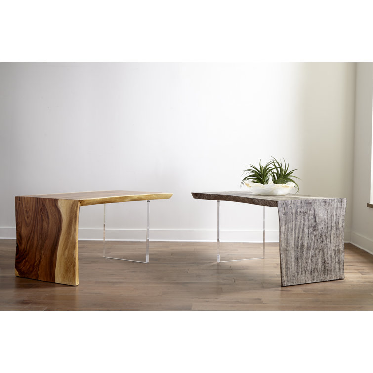 Natural Wood and Acrylic Home Office Desk