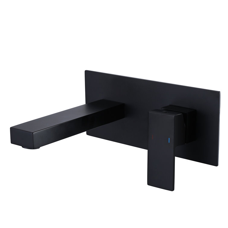 Matte Black Single-Handle Wall Mount Bathroom Faucet