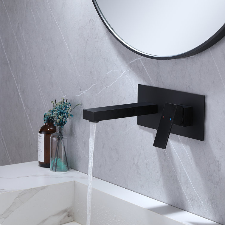 Matte Black Single-Handle Wall Mount Bathroom Faucet