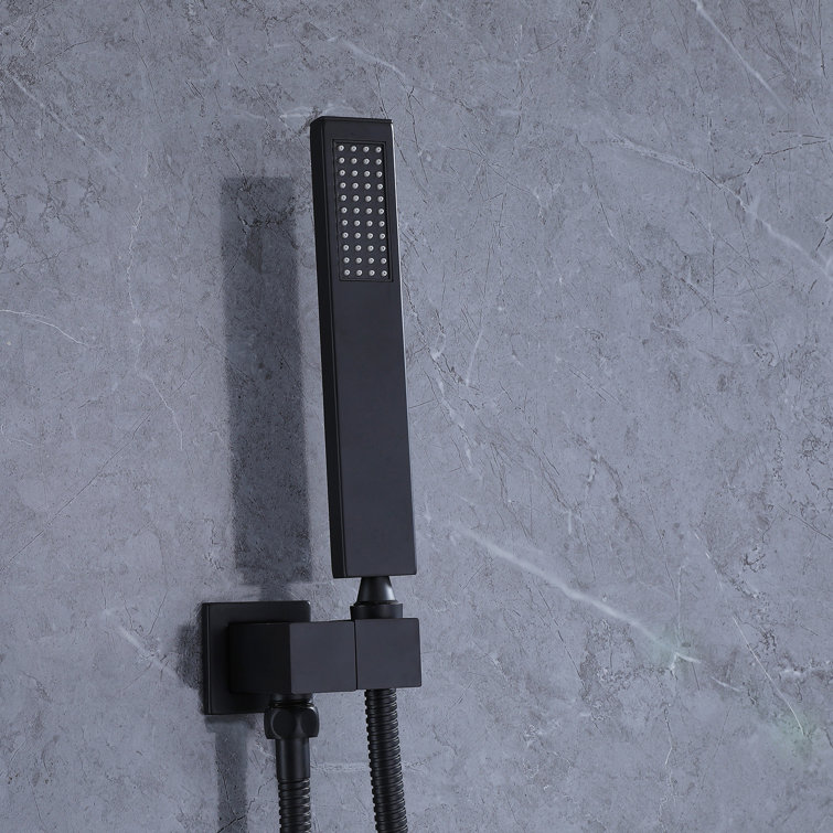 Matte Black Stainless Steel Square Rain Shower Faucet Set