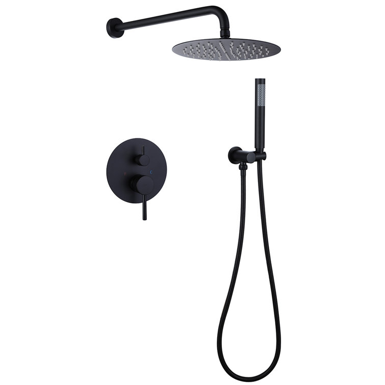 Matte Black Stainless Steel Multi-Head Rain Shower Faucet Combo
