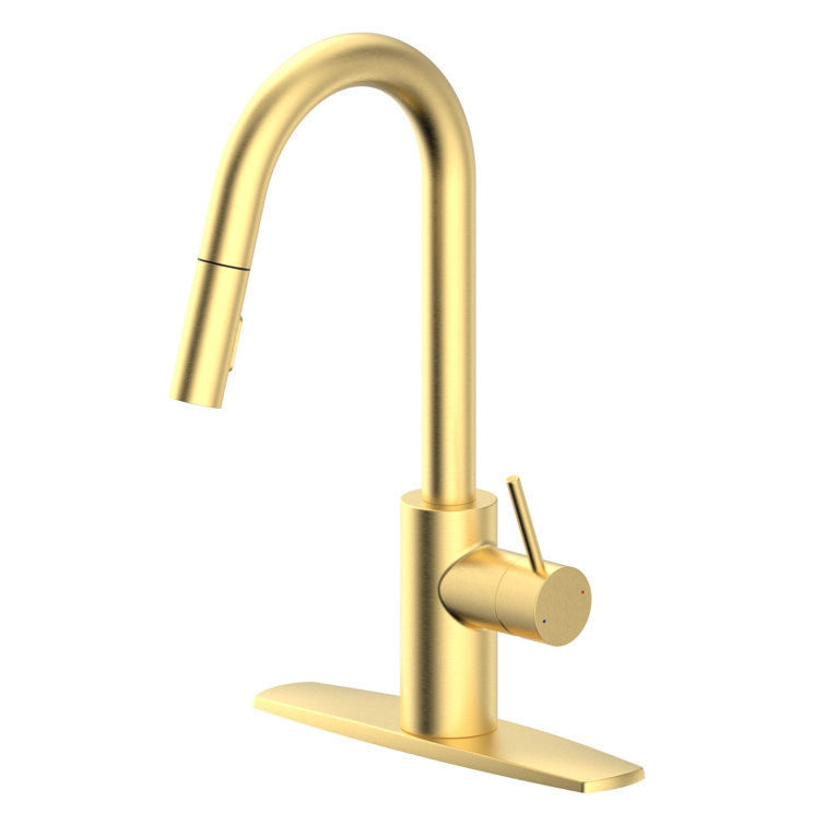 Brushed Gold Single Handle Pull Down Kitchen Faucet