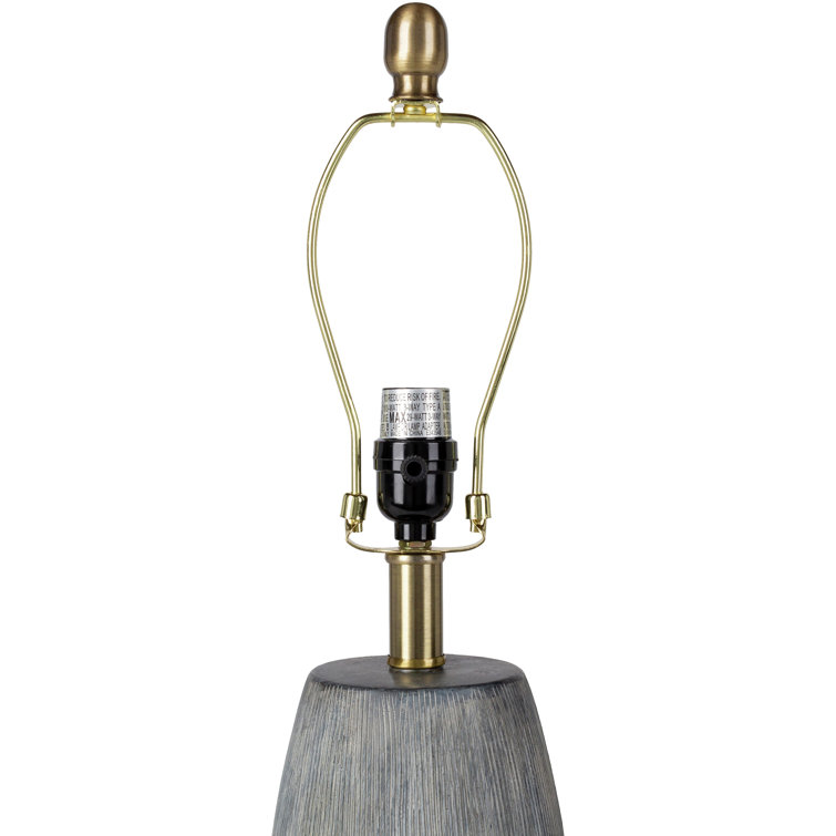 Gray Ceramic Table Lamp with White Linen Shade