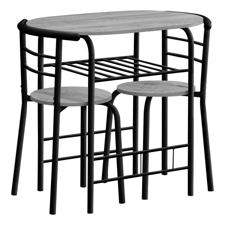 Black Metal and Laminate 3-Piece Dining Set