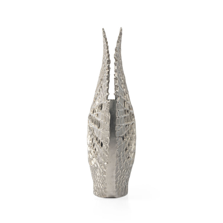 Danica 14'' Silver Cast Aluminum Sculptural Table Vase