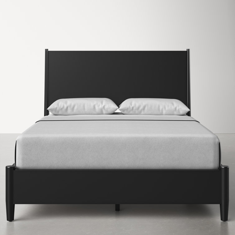 Flynn Black Mahogany Full Panel Bed with Mid-Century Modern Style