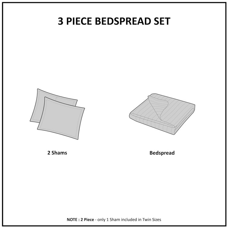 White Full Reversible Microfiber Bedspread Set