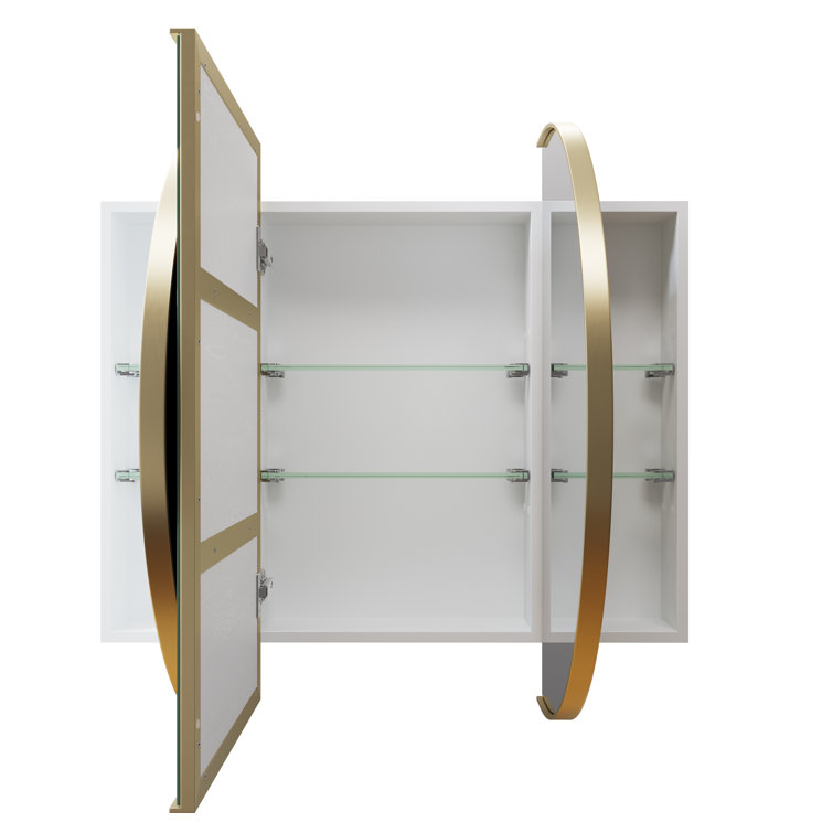 Black Framed Oval Recessed Medicine Cabinet with Mirror