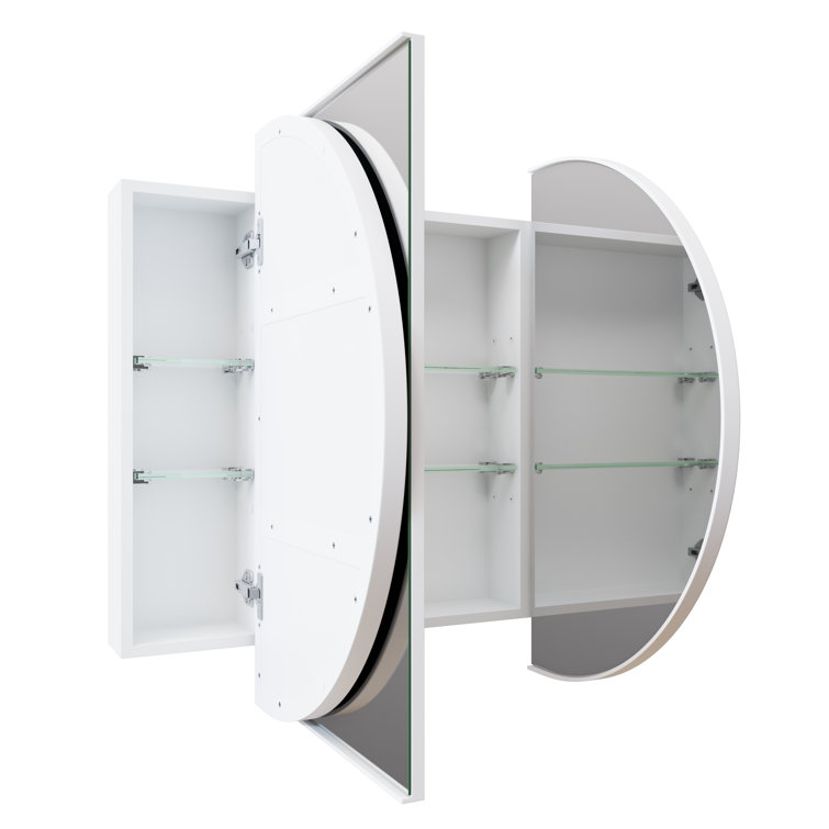 Black Framed Oval Recessed Medicine Cabinet with Mirror