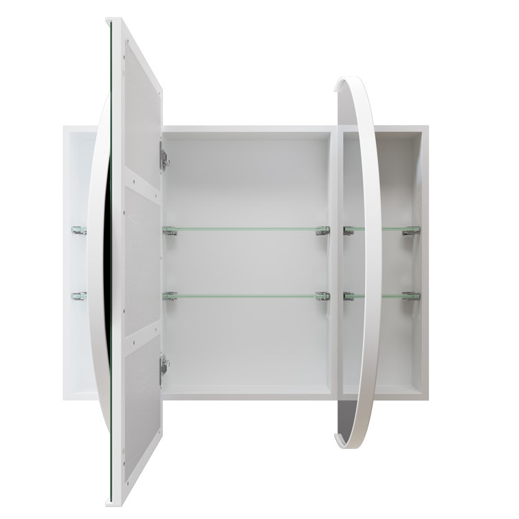 Black Framed Oval Recessed Medicine Cabinet with Mirror