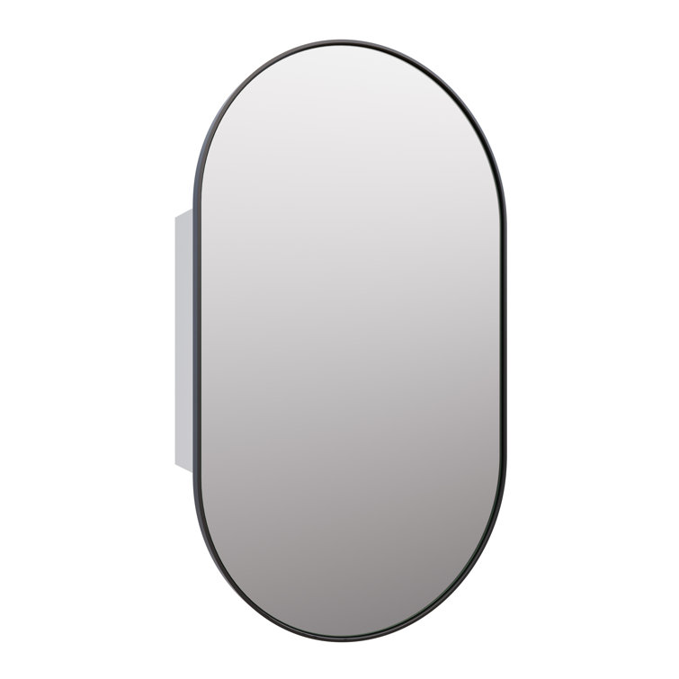Black Stainless Steel Recessed Medicine Cabinet with Mirror