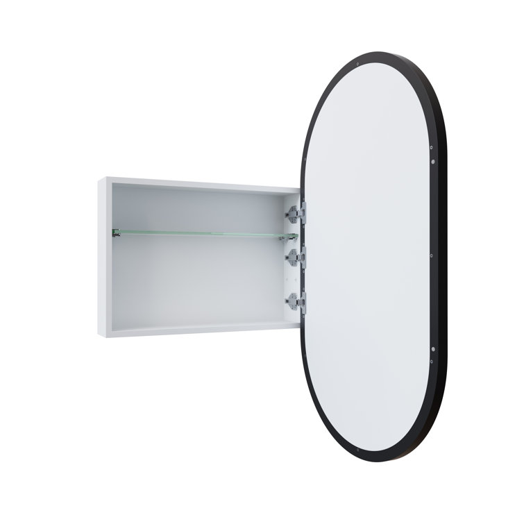 Black Stainless Steel Recessed Medicine Cabinet with Mirror