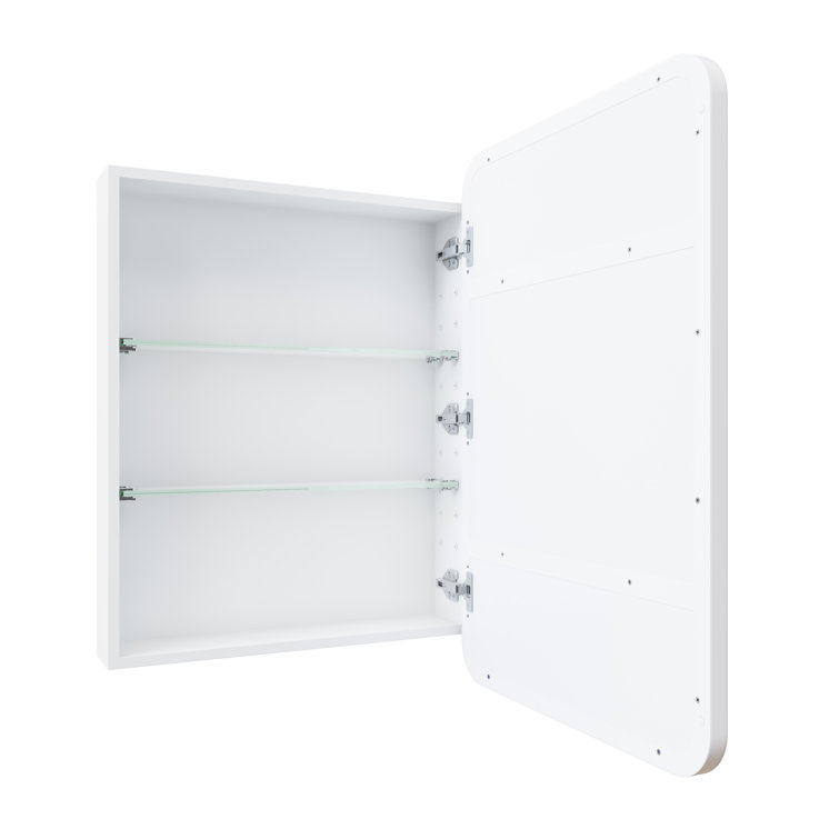 White Stainless Steel Recessed Medicine Cabinet with Adjustable Shelves