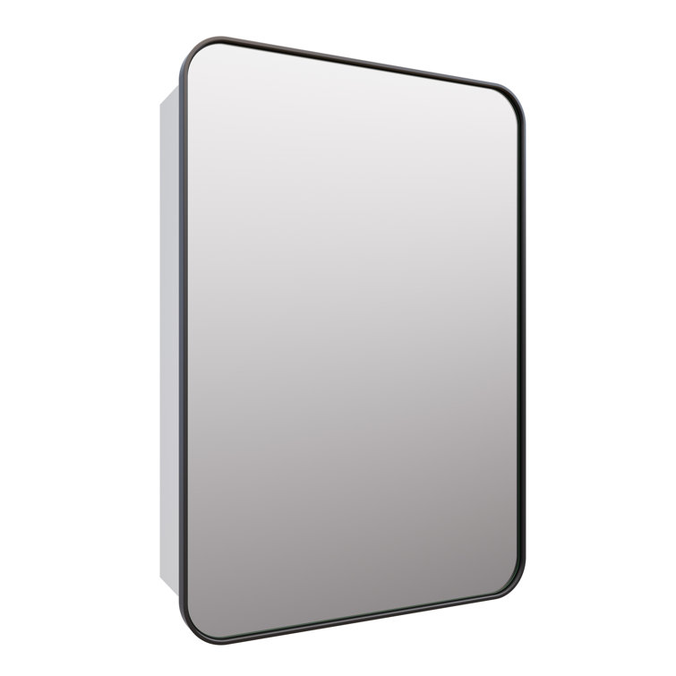 Black Stainless Steel Recessed Medicine Cabinet with Mirror