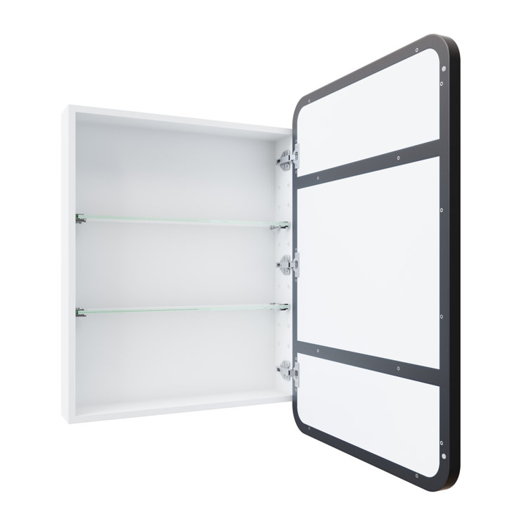 Black Stainless Steel Recessed Medicine Cabinet with Mirror