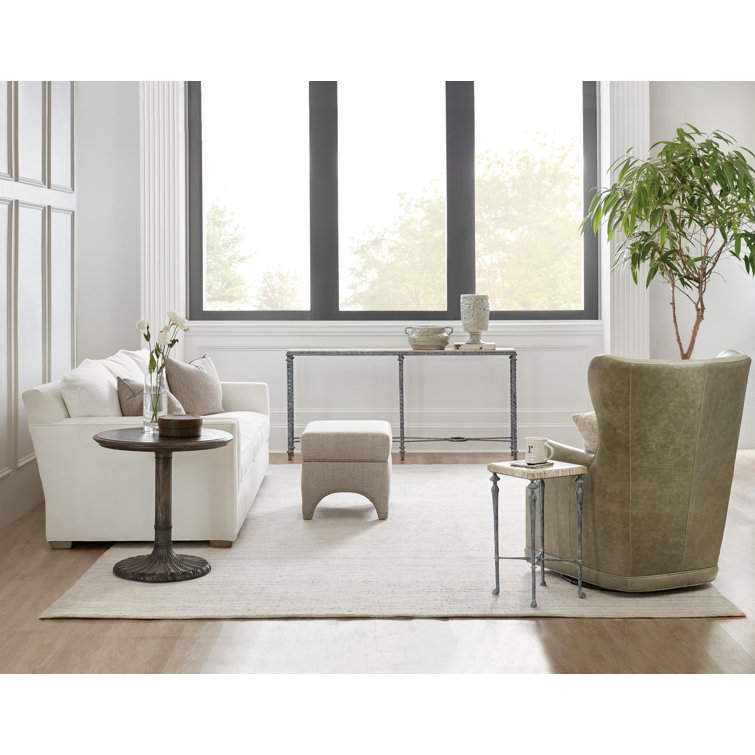 Gray and Brown Stone Top Console Table with Storage