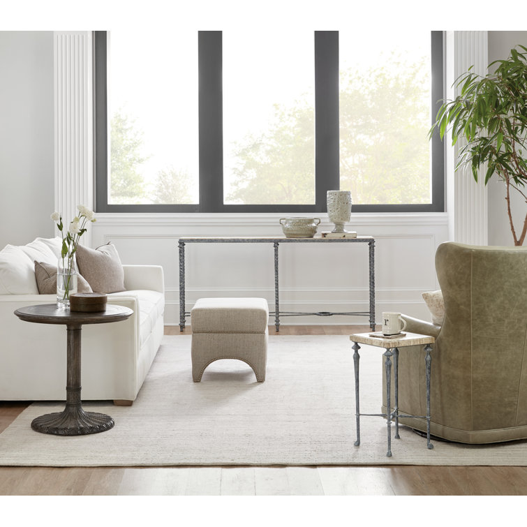 Gray and Brown Stone Top Console Table with Storage