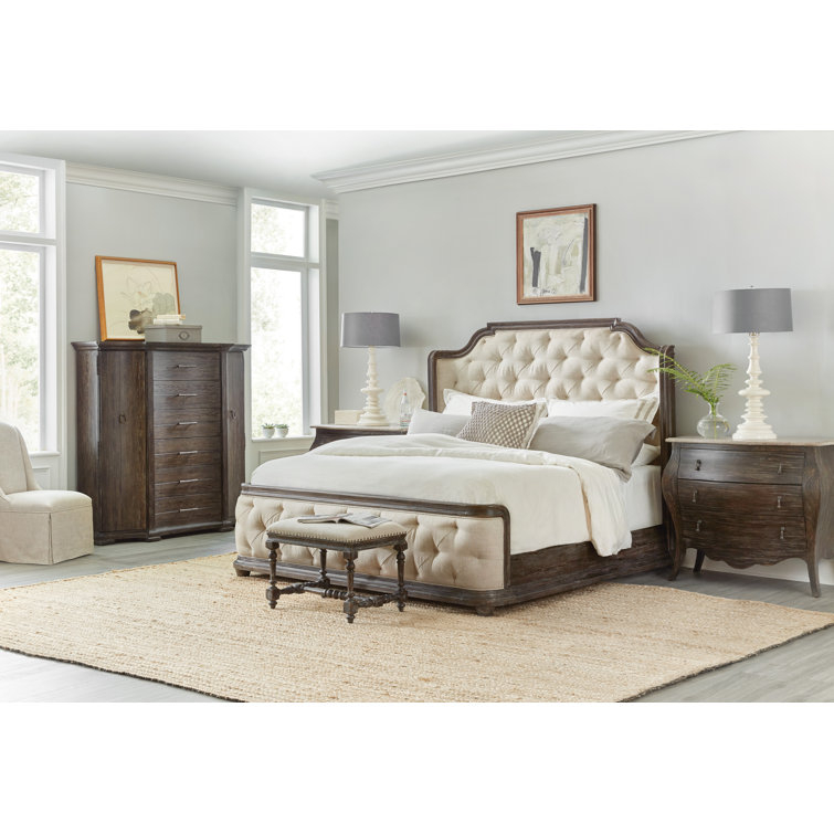 Maduro Dark Wood 3-Drawer Bombe Chest with Stone Veneer Top