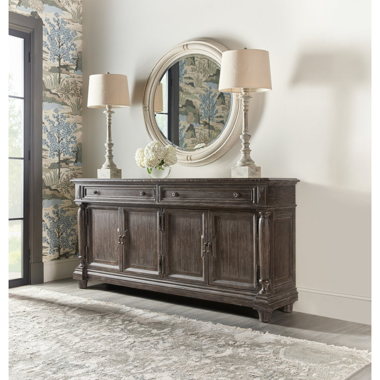 76'' Brown Pine and Oak Veneer Traditional Sideboard
