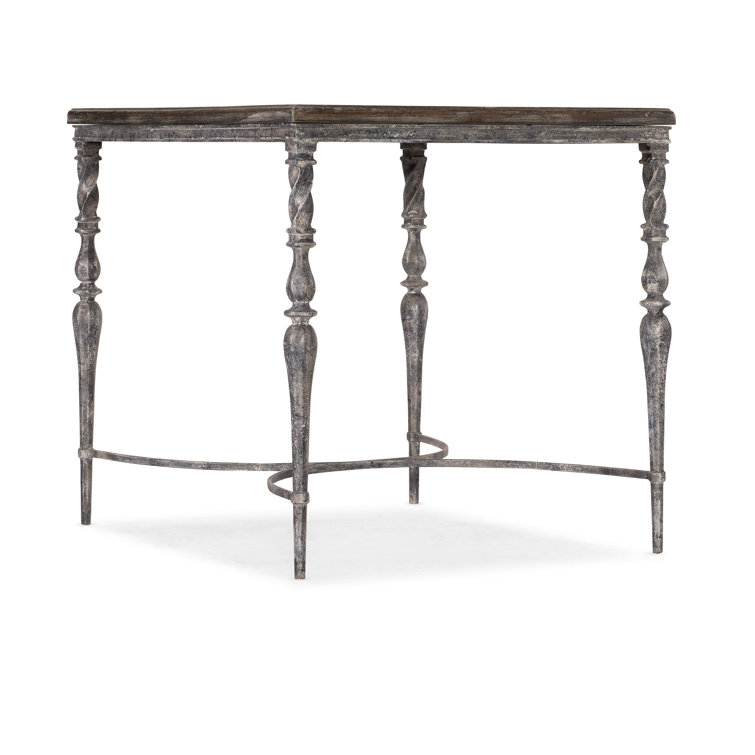 Brown Rectangular Wood and Metal Side Table
