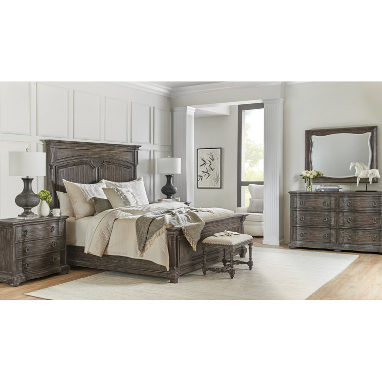 Maduro Traditional King Panel Bed with Pine Wood Frame
