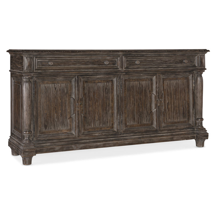 76'' Brown Pine and Oak Veneer Traditional Sideboard