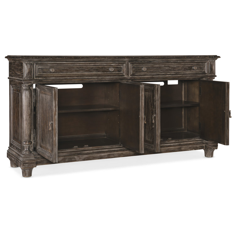 76'' Brown Pine and Oak Veneer Traditional Sideboard