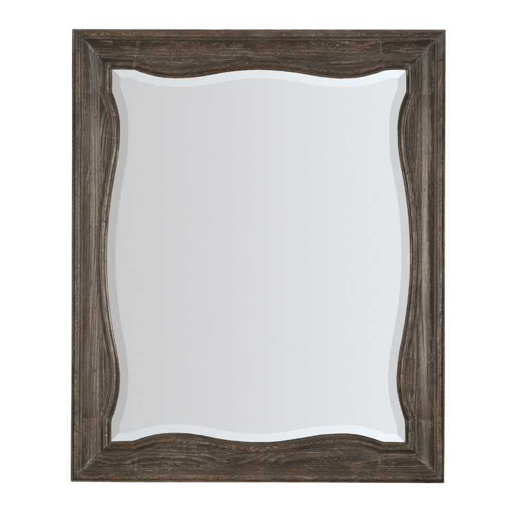 Dark Pine Rectangular Mirror with Distressed Frame