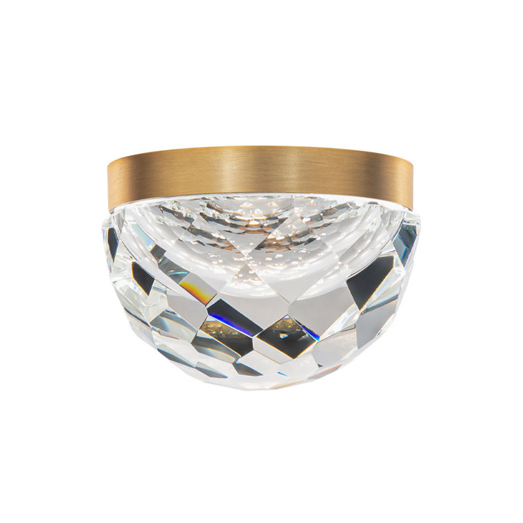 Cascade Aged Brass Crystal LED Globe Flush Mount