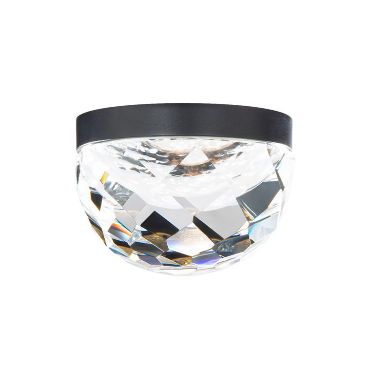 Cascade Black Aged Brass Crystal Globe LED Flush Mount
