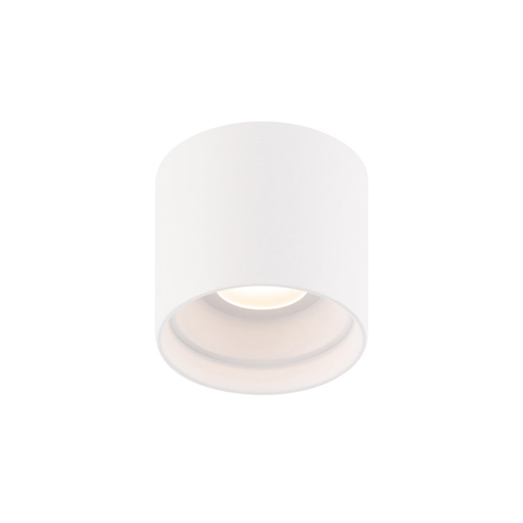 Squat Frosted White Glass Cylinder Outdoor Flush Mount Light
