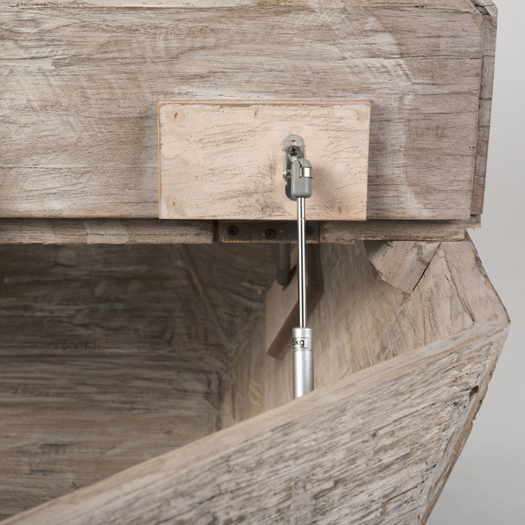 Octagonal Reclaimed Wood Whitewashed Coffee Table with Storage