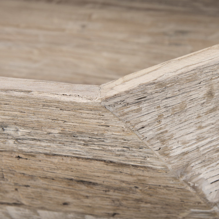 Octagonal Reclaimed Wood Whitewashed Coffee Table with Storage