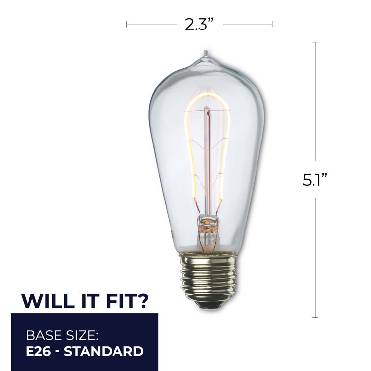 Amber Dimmable ST18 LED Light Bulbs with Curved Filament, Pack of 2