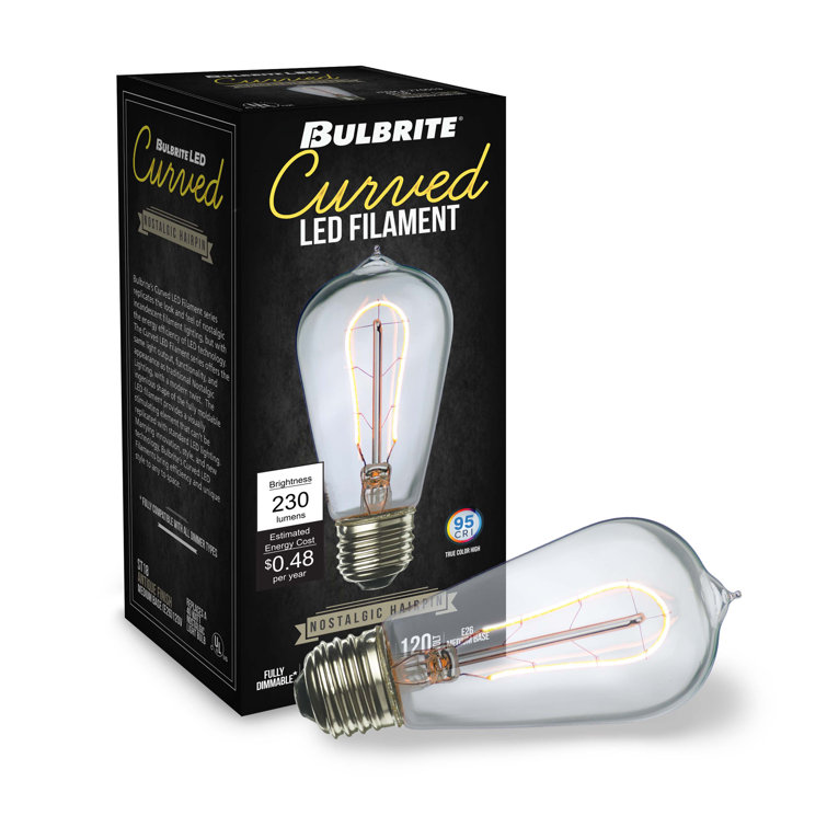 Amber Dimmable ST18 LED Light Bulbs with Curved Filament, Pack of 2