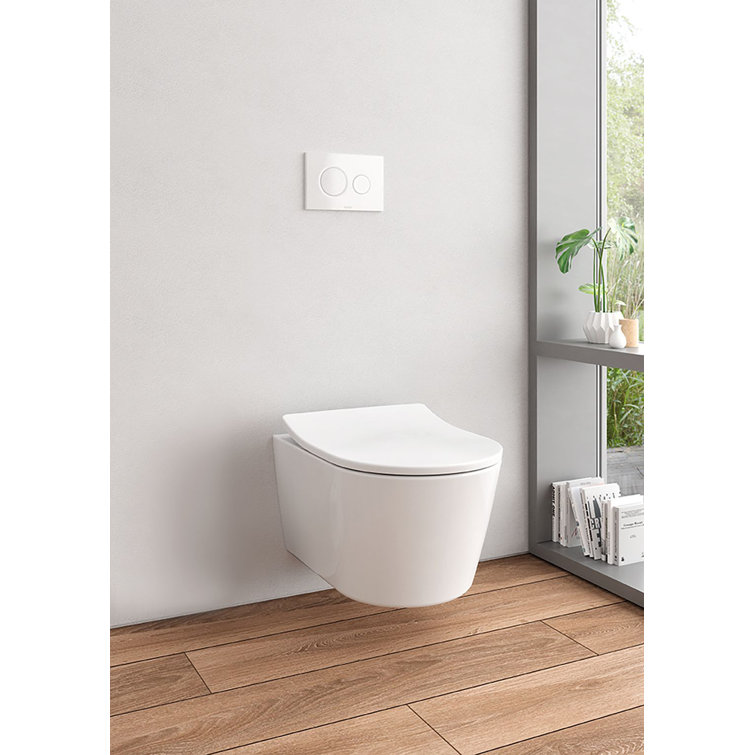 Modern Dual-Flush Elongated Wall-Hung Toilet in Cotton White