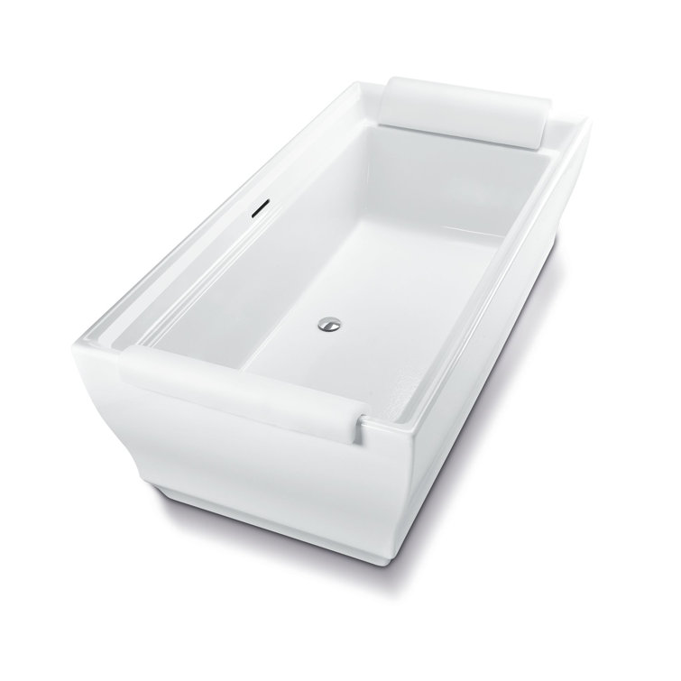 Modern Rectangular Acrylic Freestanding Soaking Bathtub, 71.5"