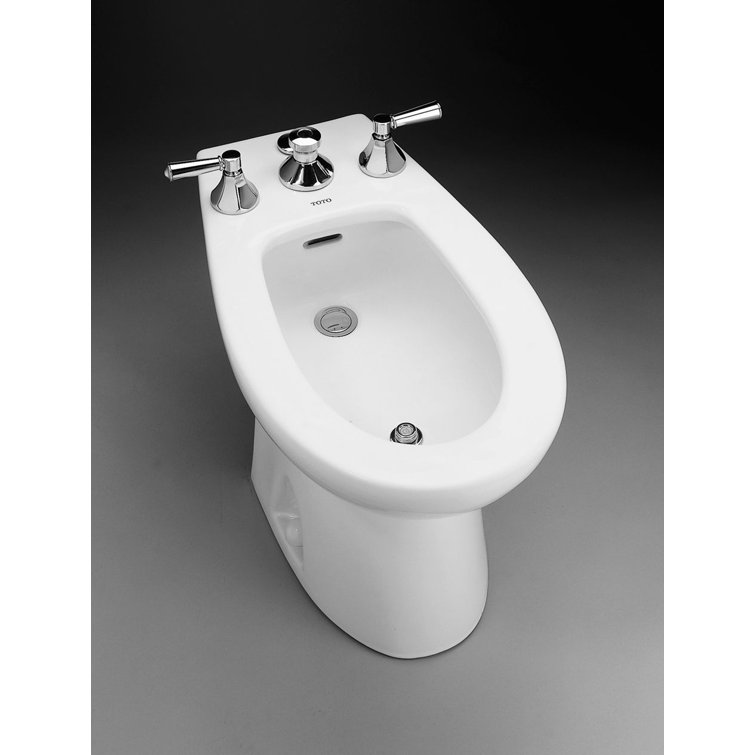 Cotton White Elongated Floor Mount Bidet with Four Holes