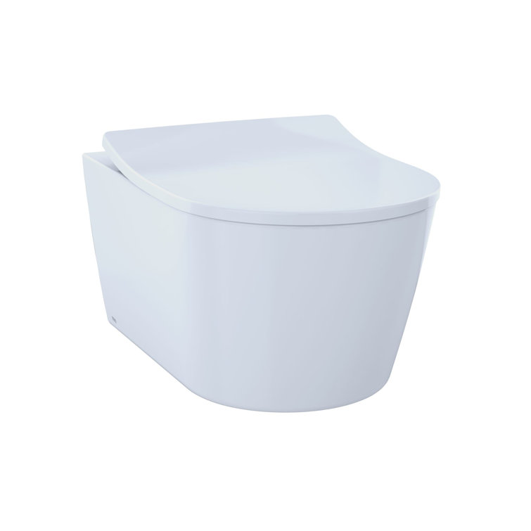 Modern Dual-Flush Elongated Wall-Hung Toilet in Cotton White