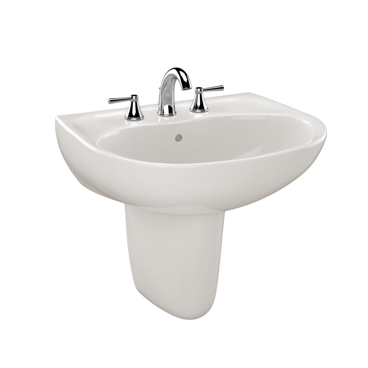 Colonial White Ceramic Wall Mount Bathroom Sink with Overflow