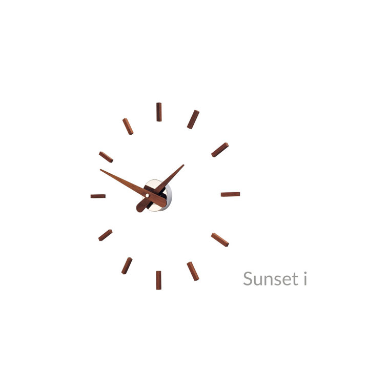 Modern Walnut Wood and Steel Silent Wall Clock