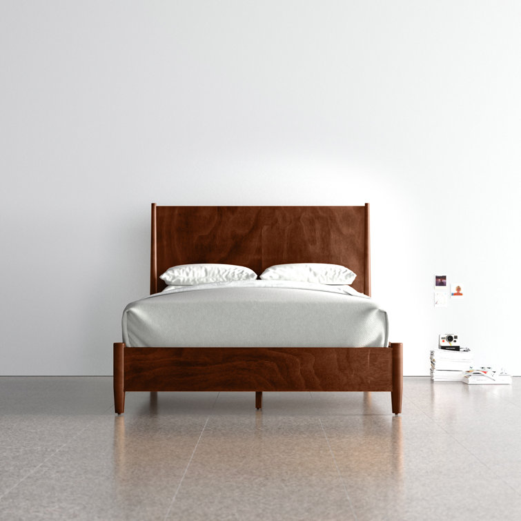 Flynn Transitional Walnut California King Platform Bed with Storage Drawer