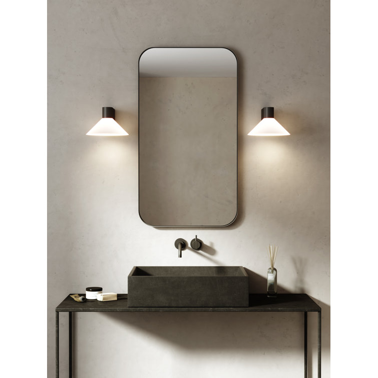 Conic Matte Black LED Sconce with Dimmable Remote Control