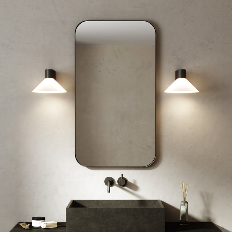 Conic Matte Black LED Sconce with Dimmable Remote Control