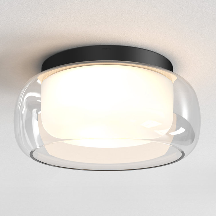 Aquina Matt Black Dual-Shade LED Ceiling Light with Glass Jar Motif