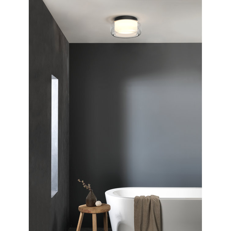 Aquina Matt Black Dual-Shade LED Ceiling Light with Glass Jar Motif